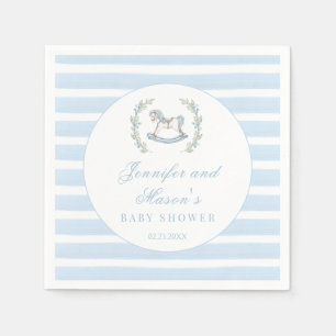 Servilleta De Papel Chica ducha de bebé niño caballo de madera azul bo