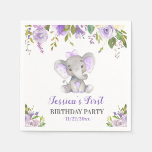Servilleta De Papel Chica Elefante Primer Fiesta de cumpleaños