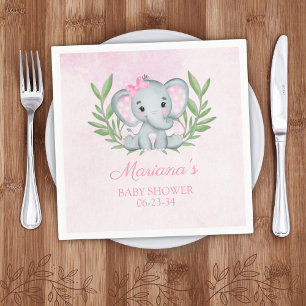 Servilleta De Papel Chica Elefante Tropical Verano Floral Baby Shower