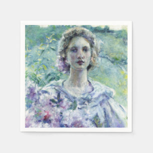 Servilleta De Papel Chica elegante con flores púrpura (por Robert Reid