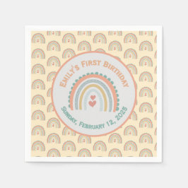 Servilleta De Papel Chica elegante y dulce arcoiris amarillo pálido