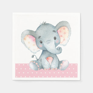 Servilleta De Papel Chica Elephant Baby Shower Pink