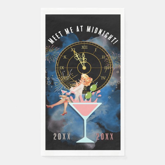 Servilleta De Papel Chica en Año Nuevo Martini Glass (Anverso)