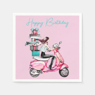 Servilleta De Papel Chica en un Scooter con presentes