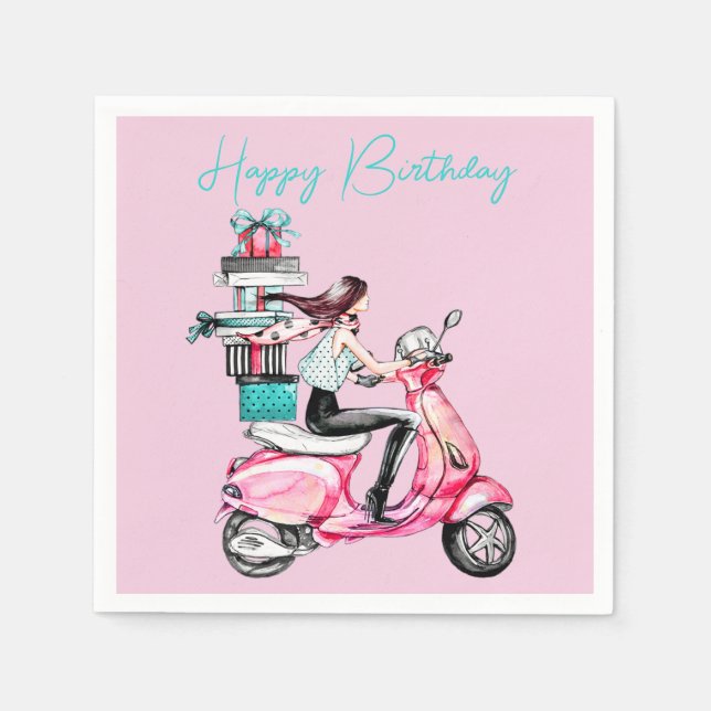 Servilleta De Papel Chica en un Scooter con presentes (Anverso)