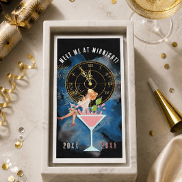Servilleta De Papel Chica en un vaso de Martini de Año Nuevo