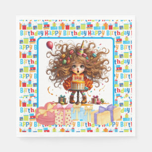 Servilleta De Papel Chica Feliz Cumpleaños