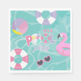 Servilleta De Papel Chica fiesta de piscina Cumpleaños rosa y morado