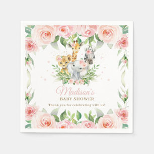 Servilleta De Papel Chica floral rosado de Safari Animal Jungle Baby S