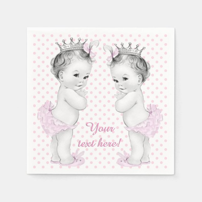 Servilleta De Papel Chica gemela Baby Shower (Anverso)