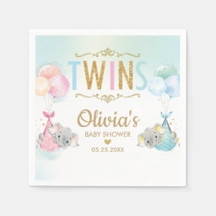 Servilleta De Papel Chica gemelo elefante globos Baby Shower