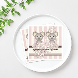 Servilleta De Papel Chica gemelo rosado Koala Baby Shower / Cumpleaños