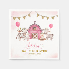 Servilleta De Papel Chica Granja rosa Baby Shower Papel Napkin