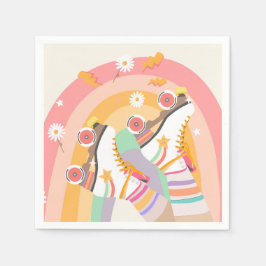 Servilleta De Papel Chica Groovy de Roller Skate Retro Groovy Cumpleañ
