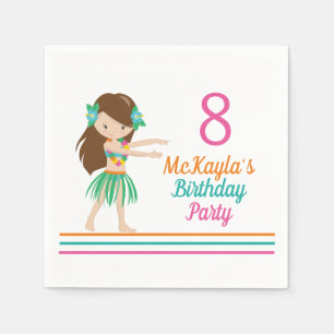 Servilleta De Papel Chica Hula Lindo Luau Cumpleaños Fiesta Personaliz