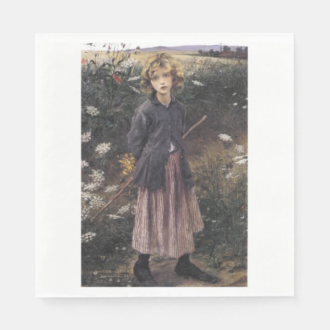 Servilleta De Papel Chica joven caminando entre flores (Bastien-Lepage (Anverso)