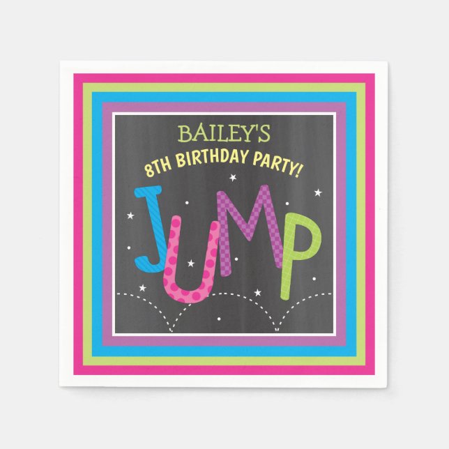 Servilleta De Papel Chica Jump Birthday Party Trampoline Bonza House (Anverso)