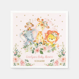 Servilleta De Papel Chica Jungle Baby Shower Wild Animals Cumpleaños