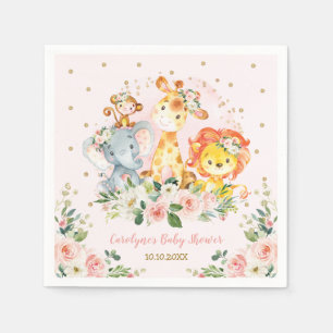 Servilleta De Papel Chica Jungle Baby Shower Wild Animals Cumpleaños