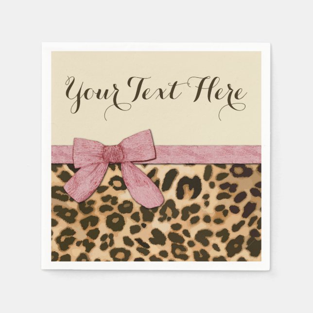 Servilleta De Papel Chica Leopard Print Baby Pink Bow (Anverso)