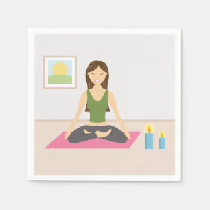 Servilleta De Papel Chica Linda Haciendo Yoga En Una Habitación Bonita