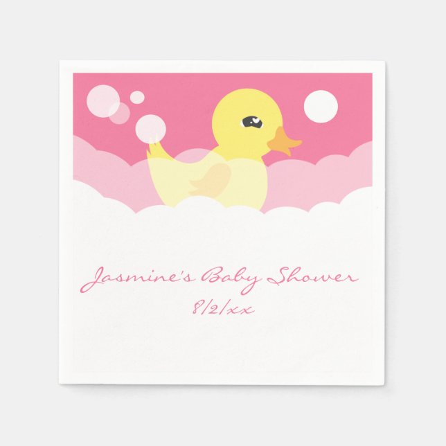 Servilleta De Papel Chica lindo Rubber Ducky Baby Shower (Anverso)