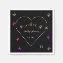 Chica mariposa corazón rosa baby shower 