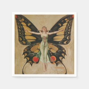 Servilleta De Papel Chica Mariposa de Leyendecker Arte Deco Antiguo