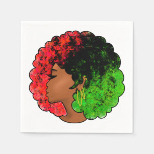 Servilleta De Papel Chica negra panafricana mujer orgullo afro verde r