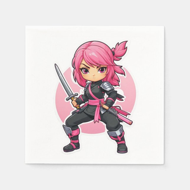 Servilleta De Papel Chica Ninja Rosa (Anverso)