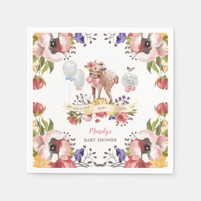 Servilleta De Papel Chica Oh Deer Baby Shower (Anverso)