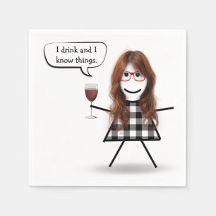 Servilleta De Papel Chica Palito con Humor de Fiesta de Vino Tinto