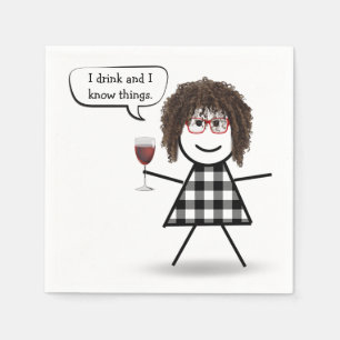 Servilleta De Papel Chica Palito con Humor de Fiesta de Vino Tinto 