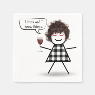 Servilleta De Papel Chica Palito con Humor de Fiesta de Vino Tinto
