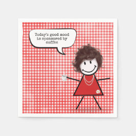 Servilleta De Papel Chica Palito con Taza de Café sobre Gingham