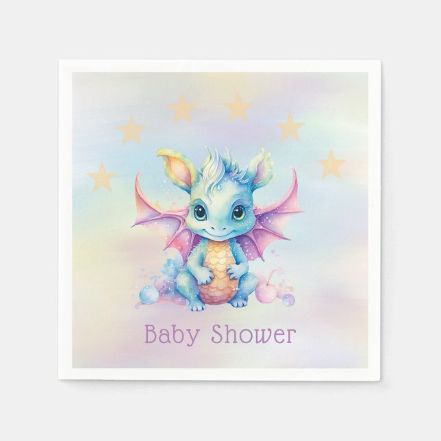 Servilleta De Papel Chica Pastel Cute Dragon Baby Shower (Anverso)