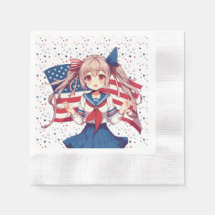 Servilleta De Papel CHICA patriótico de anime de Estados Unidos