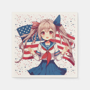 Servilleta De Papel CHICA patriótico de anime de Estados Unidos