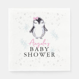 Servilleta De Papel Chica Penguin Winter Baby Shower