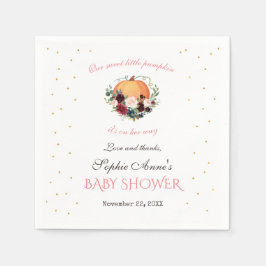 Servilleta De Papel Chica Pequeña Calabaza Borgoña Floral Baby Shower