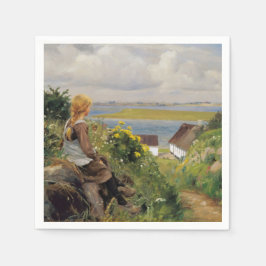 Servilleta De Papel Chica perdido en el pensamiento (por H.A. Brendeki