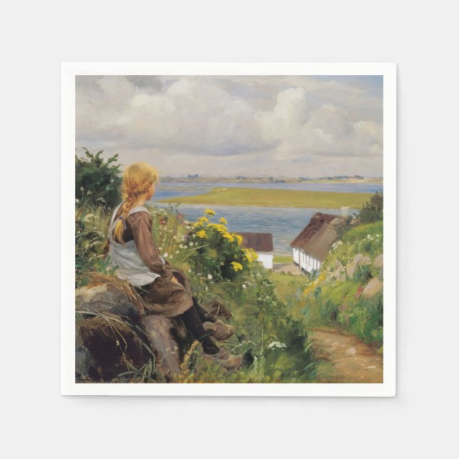 Servilleta De Papel Chica perdido en el pensamiento (por H.A. Brendeki (Anverso)