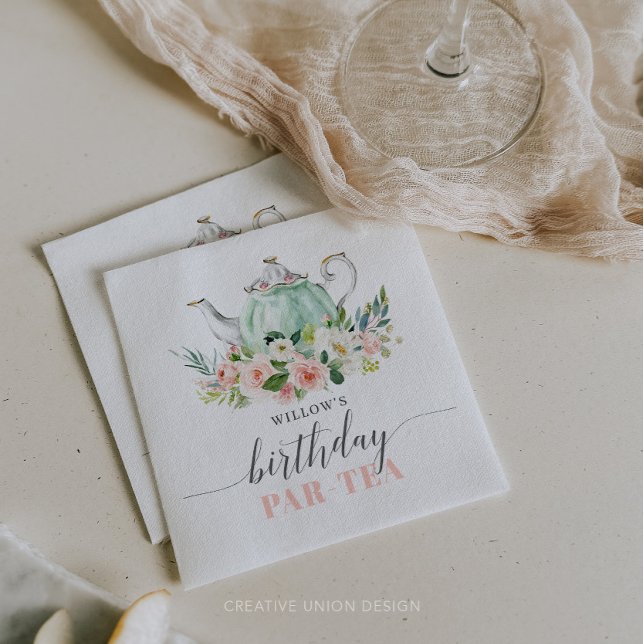 Servilleta De Papel Chica personalizada Cumpleaños Fiesta de té con pe (Subido por el creador)