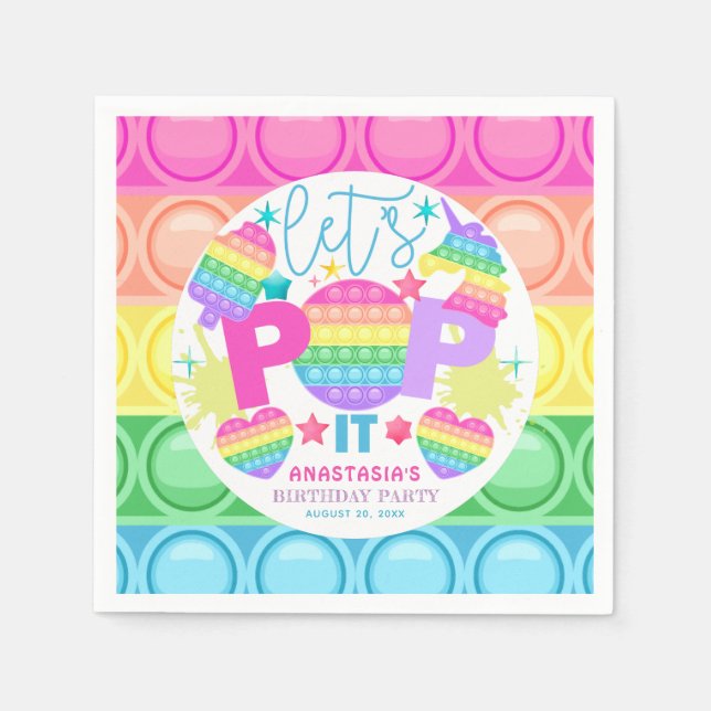 Servilleta De Papel Chica personalizada de cumpleaños Pop It (Anverso)