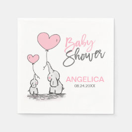 Servilleta De Papel Chica personalizada Elefante Rosa Mamá y Baby Show