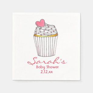 Servilleta De Papel Chica personalizado de pastel de corazón rosado Ba