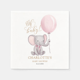 Servilleta De Papel Chica personalizado Globo rosa elefante lindo Baby