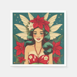 Servilleta De Papel Chica Pin-Up Retro de Navidad Tropical de los 50