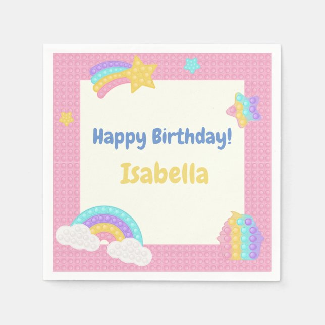 Servilleta De Papel Chica Pop It Fidget Cumpleaños (Anverso)