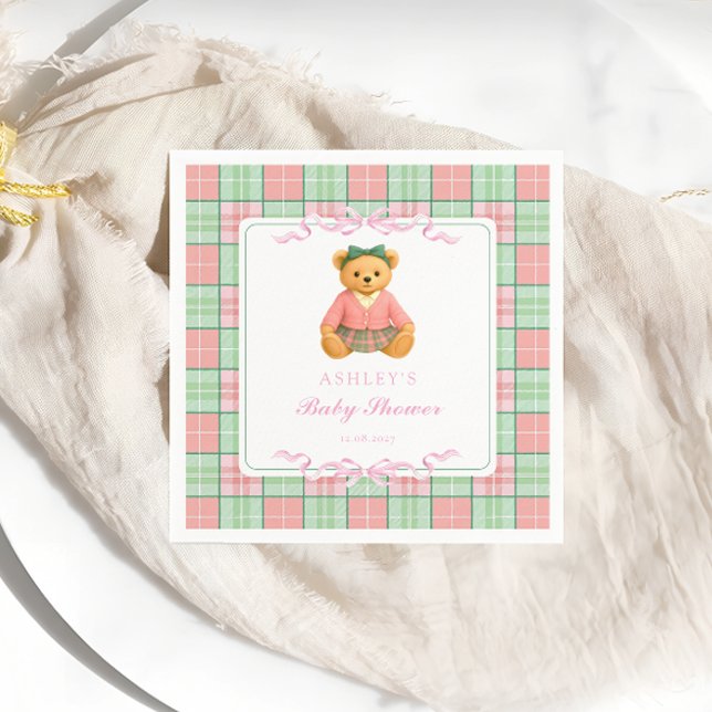 Servilleta De Papel Chica Preppy de Teddy Bear Baby Shower (Subido por el creador)